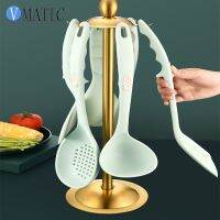 ✑ Stainless Steel Cooking Utensil Stand Kitchenware Spatula Scoop Spoon Rotating Storage Rack