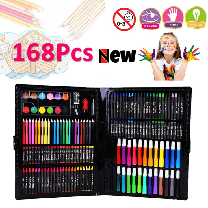 168 PCS Children Art Painting Set Watercolor Pencil Crayon Water