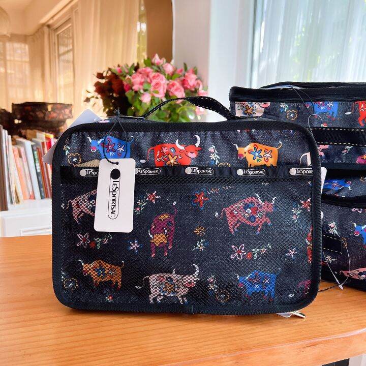 lesportsac-2023-กระเป๋าใส่อุปกรณ์อาบน้ำ1436กระเป๋าเก็บของกระเป๋าเก็บสัมภาระกระเป๋าขนาดใหญ่กลางและเล็ก3ชุด