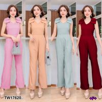 17620 Jumpsuit จั๊มสูทแขนกุด ไหล่แต่งโบว์ Sleeveless jumpsuit with bow detail