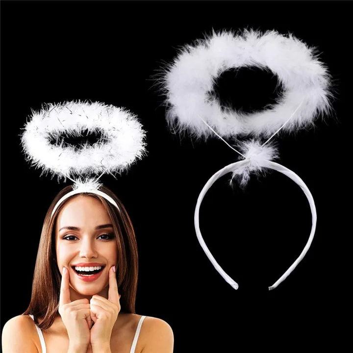 Angel Halo Headband White Feather Angel Headband Christmas Festival Performances Party Cosplay 