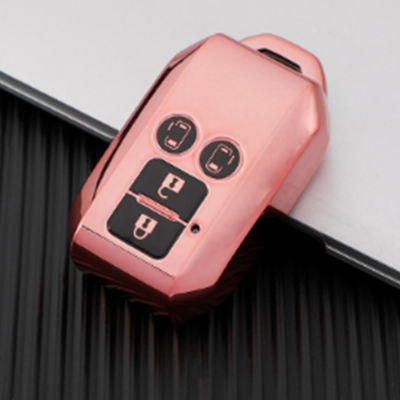 ฝาครอบที่ใส่กุญแจรถระยะไกลรถยนต์ TPU กระดุม4เม็ดสำหรับซูซูกิ Swift Wagon R ผูกขาดปลอกไม่มีกุญแจแบบพวงกุญแจที่ป้องกันกุญแจ