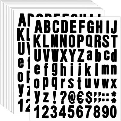 770 Pieces 10 Sheets Self Adhesive Vinyl Letters Numbers Kit, Alphabet Number Stickers for Mailbox (Black, 1 Inch)