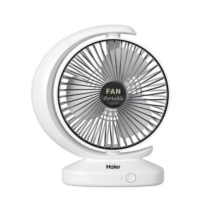 haier-summer-desktop-fan-พัดลมตั้งโต๊ะแบบชาร์จ-usb-หมุนได้-ลมแรง-ขนาดเล็ก-พกพาสะดวก-ความเร็วลมแบ่งออกเป็นสามระดับ-เสียงเบา