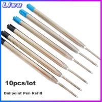 LIWU 10PCS/LOT 0.5mm โรงเรียน สำนักงาน อุปกรณ์เครื่องเขียน หมึกสีน้ำเงิน/ดำ แกนกลางปลายปากกา ปากกาลูกลื่นแบบเติม โลหะ