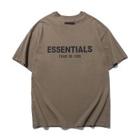 ESSENTIALS FG Loose Cotton Moss Taupe Short Sleeve T-shirt FEAR OF GOD FOG Men Women Print Couple outfit