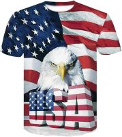 Cerbukt Mens American Flag 3D Print with The Eagle T-Shirt