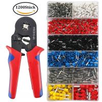 Ferrule Crimper Pliers Set  Wire Ferrule Crimping Tool Kit  Self Adjusting Ferrule Crimping Tool with 1200 Wire Terminals  Pliers