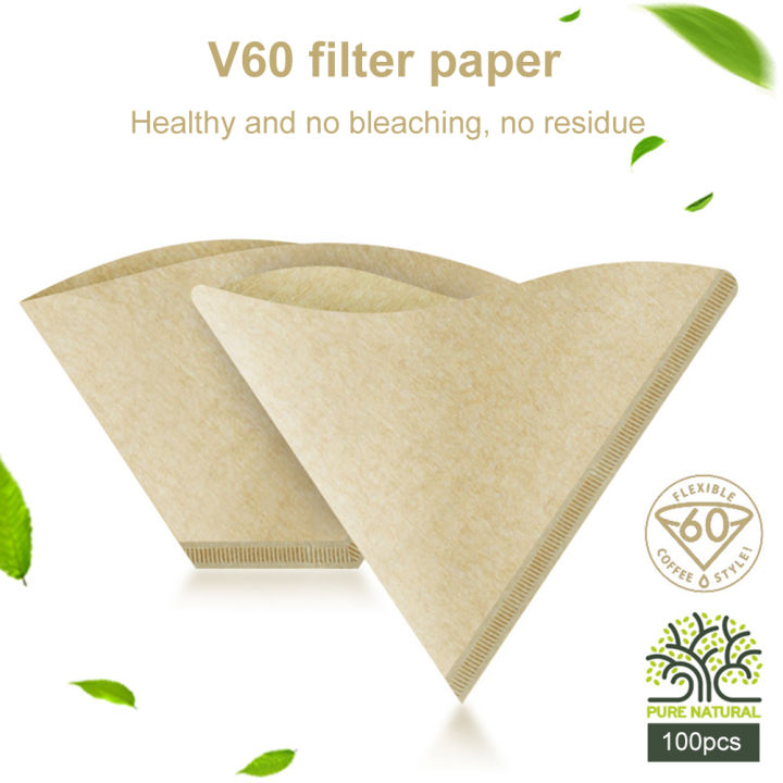 จัดส่งฟรี-v60กระดาษกรองกาแฟกรวยทิ้งกาแฟกรองกระดาษธรรมชาติไม่ได้ฟอกกรวยกระดาษสำหรับเทกว่ากาแฟ-dripper