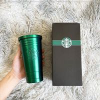 NEW ?พร้อมส่ง  แก้วStarbucks ฝาพร้อมหลอด สีสันสวย ดีไซน์สวยงาม แก้วเก็บความเย็น ขนาด 500ml เก็บความเย็นได้นาน ?