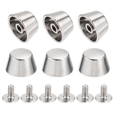 Uxcell 6Pcs 12x7mm Rivet Studs Screw Back Flat Hollow Feet Stud Spike for Leather Craft DIY Silver Tone