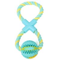 Dog Toy Cotton Rope Rubber Ball Can Be Stuffed Snacks Leak Food Ball Puzzle Bite-Resistant Pet Supplies