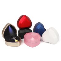 Led Light Up Polygon Heart Shaped Engagement Ring Box Velvet Stand Earrings Coin Jewelry Box with Proposal Birthday Gift