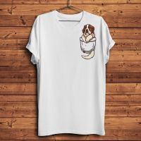 Cute Saint Bernard Dog Puppy In Pocket Funny Tshirt Men White T Shirt Cool Tee