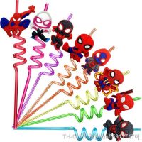 【LZ】▽▫♕  8pcs Spidey And His Amazing Friends Theme Drinking Straws Kids Birthday Party Decorations Baby Shower Spiderman Party Supplies