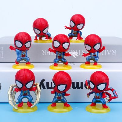 ZZOOI 8pcs Spiderman Cartoon Figures Toys Set Cute Anime Action Movie Superhero PVC Model Kids Toy Doll Bedroom Car Decoration Gifts