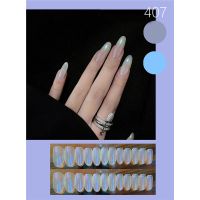 【With Glue】24Pcs DIY Fake Nails French Finger Nail Art False Nail COD