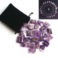 25Pcs Natural Chakra Crystal Amethyst Slice Fortune-ling Divination Runes Stones Copper Metal Sticker Reiki Healing Decor