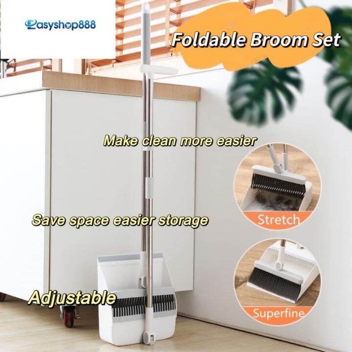 Easyshop888 Foldable Broom and Dustpan set/Standing Dust Cleaning ...