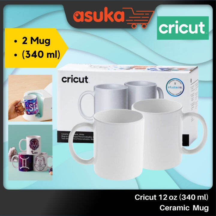 Cricut 12 oz (340 ml) Ceramic Mug Blank White 2 Infusible Ink compatible, Smooth, straight