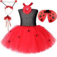 Qsv35เมนินาสโจแอนนิฮา Tutu Vestido Pontos Flores Menina Fantasia Inseto Verçho Bug Cosplay Traje Para Crianas ฮาโลวีน Carnaval Festa Roupas