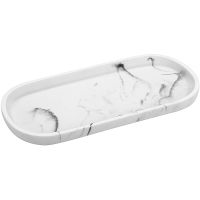 Vanity TrayToilet Tank Oval Storage TrayResin Marble Pattern Bathtub TrayBathroom Soap Tray Countertop Organization for Soap