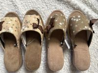 MUJI MUJI exports Japanese womens wedge heel bow retro printing light luxury temperament ladys four-season home floor slippers