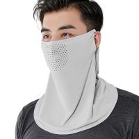 Mens summer bask in full face mask sunshade breathable driving face towel neck neck collar covered face ice silk veil