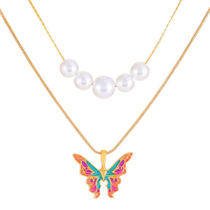 valentines-day-souvenirs-movie-necklace-fashion-jewelry-necklace-fashion-necklace-butterfly-pearl-double-chain-pearl-necklace