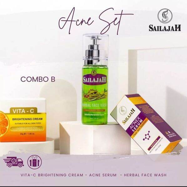 Sailajah Acne set ( Facial Herbal Wash + Acne Serum + VitaC