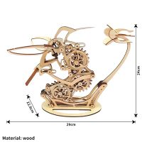 โมเดลไม้นกฮัมมิงเบิร์ดเชิงกล3D นกฮัมมิงเบิร์ดสามมิติปริศนาไม้ผู้ใหญ่เครื่องประดับตกแต่งของเล่นเด็ก