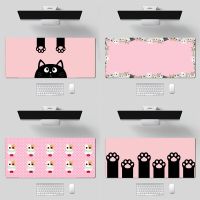 【CW】 Cute Pink Cat paw Large Mousepad Gamer XL Gaming Mouse Pad Rubber Locking Edge Laptop Notebook Desk Mat