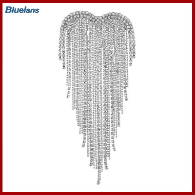 Bluelans®เข็มกลัดประดับพู่รูปหัวใจสีทอง/เงินหรูหราเครื่องประดับทำด้วยตัวเองเข็มกลัดติดพู่ประดับพลอยเทียมสำหรับผู้หญิงสำหรับงานแต่งงาน