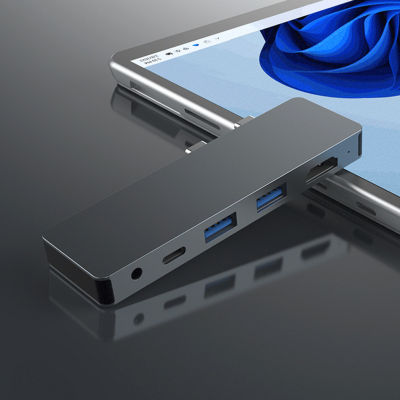 USB3.0 Expansion Dock Hub การรับส่งข้อมูล10Gbps แท่นวางขนาดเล็ก Hub Type-C รองรับ HDMI สำหรับ Surface Pro X 98