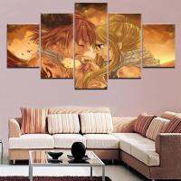 5ชิ้นโมเดิร์น HD พิมพ์ภาพวาด Natsu และ Lucy Heartfilia อะนิเมะ Fairy Tail ผ้าใบ Wall Art - Home Living Room Decor