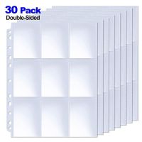 【CW】❈  30Packs Sided Trading Card Sleeves 9 Plastic Protector for GameBusinessSkylandersSportBaseball