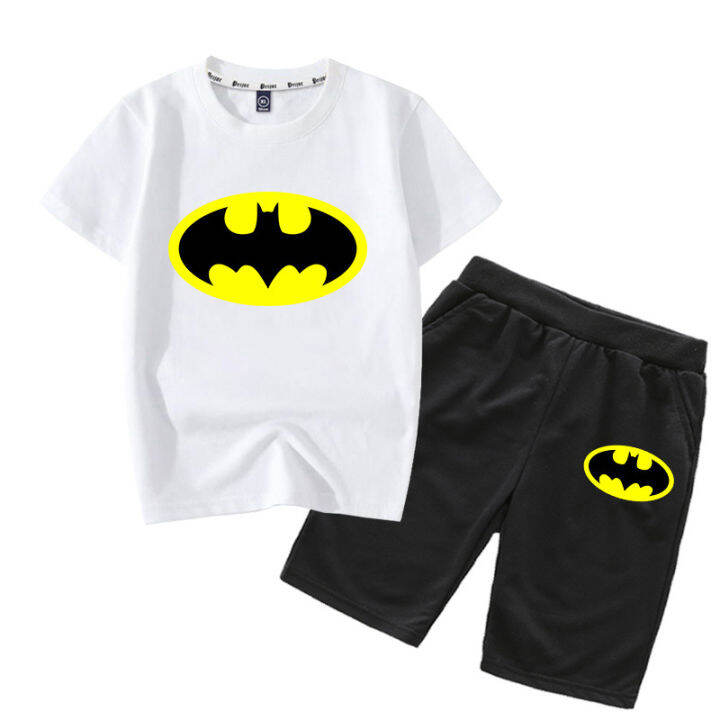 bat-mans-2023ชุดเซ็ตเสื้อยืดใหม่0000การ์ตูน-อะนิเมะถักเสื้อแขนสั้นเด็กผ้าฝ้ายกางเกงขาสั้นพิมพ์ลายแฟชั่น