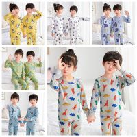 Korean Fashion Baby Kids Sleepwear Long 100 Cotton Cartoon Dinosaur Boys Pajamas Baby Set Pyjamas Bedroom Cloth