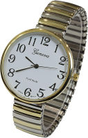 Geneva Super Large Face Easy to Read Two-Tone Stretch Band Watch