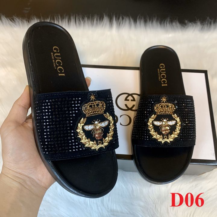 Dép Gucci - Dép Nam Quai Nhung Đính Đá DG06 Cao Cấp - Đế Cao Su ...