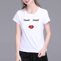 Kawaii Eye Lashes Red Lips Clothes Printed T Shirt Sexy Tshirt Aesthetic Gildan Spot 100% Cotton