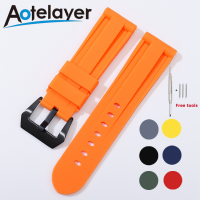 Aotelayer กำไลข้อมือสายนาฬิกาข้อมือยางซิลิโคนสีดำสีน้ำเงินขนาดกว้าง20มม. 22มม. 24มม. 26มม. สายสายนาฬิกาข้อมือสีเขียวทหารสีส้มแดงกันน้ำสายสแตนเลสสตีลสีเงินสีดำหัวแบนสร้อยข้อมืออเนกประสงค์