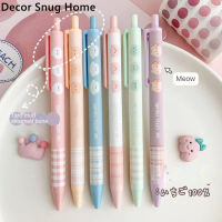 【Free Shipping】5Pcs ปากกาเจลแบบกดนักเรียน0.5มม. สีดำปากกาหัวแร้งน่ารักการ์ตูนเครื่องเขียนสำนักงานโรงเรียน