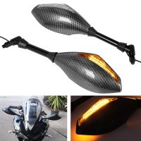 Motorcycle Rearview Mirror For Honda Suzuki Yamaha Ducati LED Turn Lights Side Mirrors with LED Turn Signal Indicator 10mm Mirrors