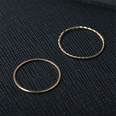 Simple 2pcsSets Thin Gold Color Twist Smooth Couple Wedding Ring Women Men Fashion Jewelry