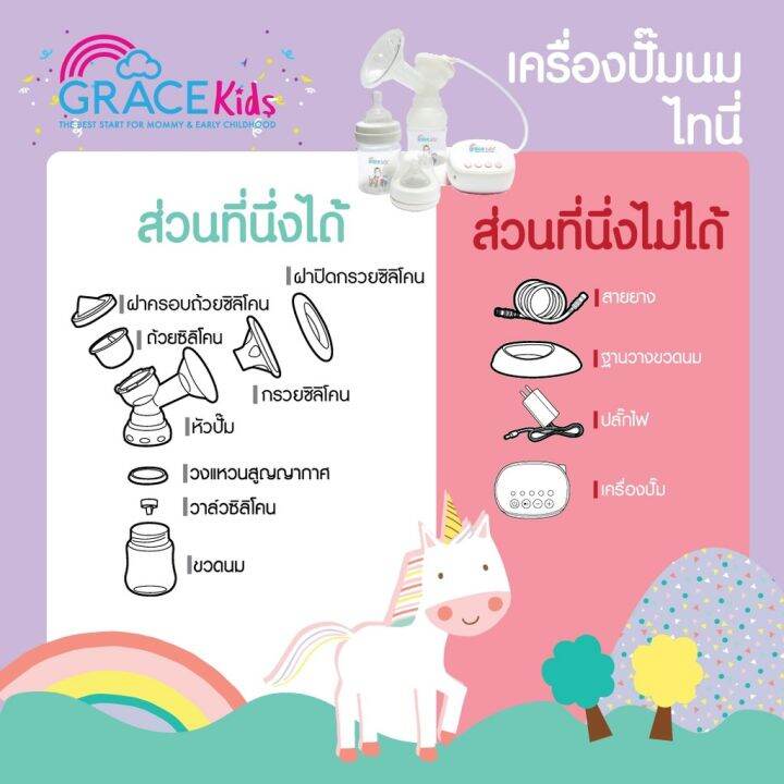 gracekids-เครื่องปั๊มนมไฟฟ้า-รุ่นไทนี่-แบบข้างเดียว-รุ่นไทนี่-น้ำหนักเบา-ปรับระดับแรงดูดได้ถึง-5-ระดับ-รับประกัน-1-ปี