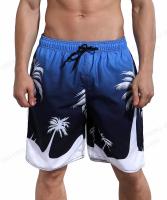 (ETX)Mens Swimming Shorts Coconut Tree 3d Surf Board Shorts Colorful Striped Beach Shorts Men Trunks Masculina Swimsuit Sports Brief