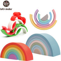 1Set Silicone Rainbow Stacking Building Blocks Baby Toys Learning Toy Color Cognitive Children Montessori Educational Kids Gift