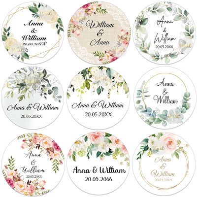 hotx【DT】 100pcs Personalized Round Label Stickers Custom for Wedding Bridal Shower Baptism Communion Bar Mitzvah Favors
