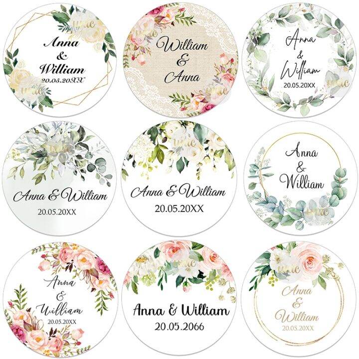 hotx-dt-100pcs-personalized-round-label-stickers-custom-for-wedding-bridal-shower-baptism-communion-bar-mitzvah-favors